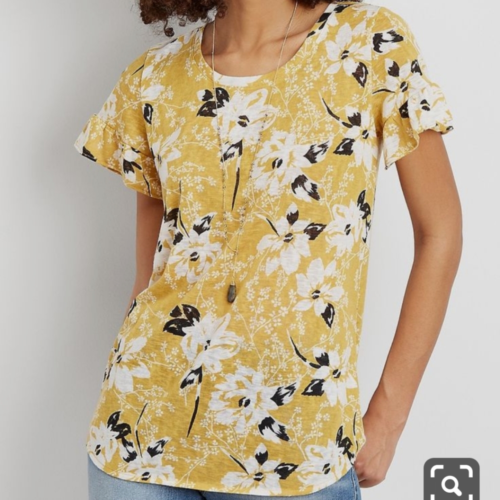 🆕 Maurices floral ruffle sleeves blouse